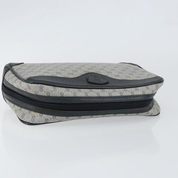 GUCCI Micro GG Canvas Clutch Bag PVC Leather Navy Gold 014 89 0094 Auth BA7239