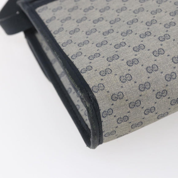 GUCCI Micro GG Canvas Bag PVC Leather Navy Gold 004 161 0670 Auth BA7240