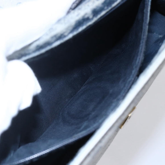 GUCCI Micro GG Canvas Bag PVC Leather Navy Gold 004 161 0670 Auth BA7240