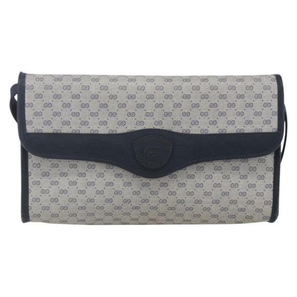 GUCCI Micro GG Canvas Bag PVC Leather Navy Gold 004 161 0670 Auth BA7240