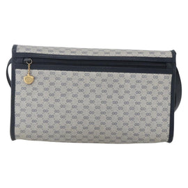 GUCCI Micro GG Canvas Bag PVC Leather Navy Gold 004 161 0670 Auth BA7240 - 0