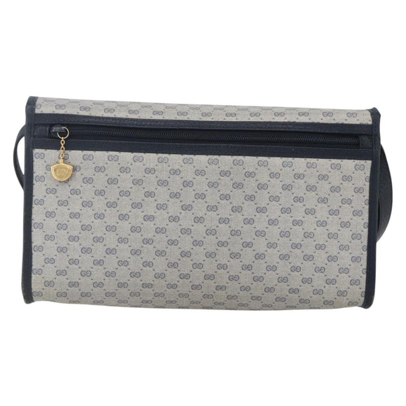 GUCCI Micro GG Canvas Bag PVC Leather Navy Gold 004 161 0670 Auth BA7240