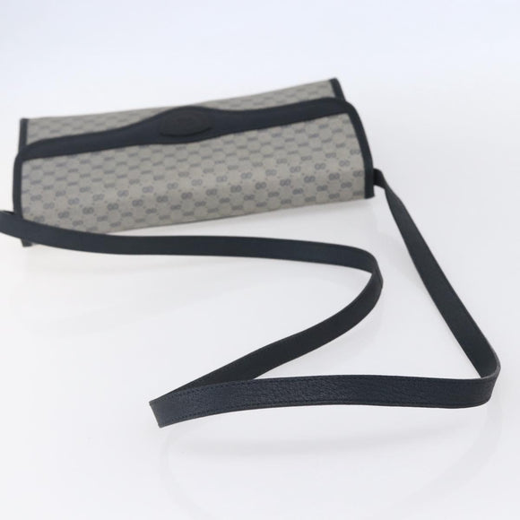 GUCCI Micro GG Canvas Bag PVC Leather Navy Gold 004 161 0670 Auth BA7240