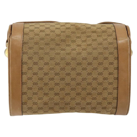 GUCCI Micro GG Supreme Shoulder Bag PVC Beige Gold Auth BA7245