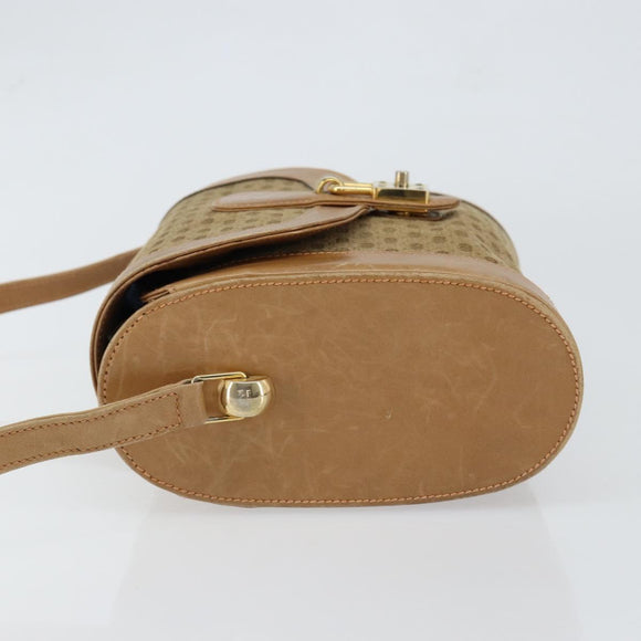 GUCCI Micro GG Supreme Shoulder Bag PVC Beige Gold Auth BA7245