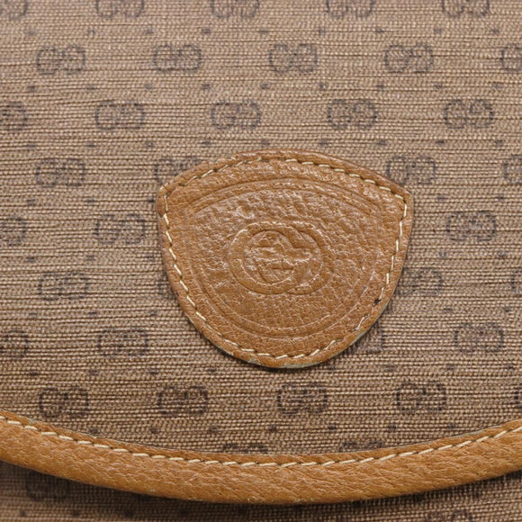 GUCCI Micro GG Supreme Shoulder Bag PVC Beige Gold Auth BA7246