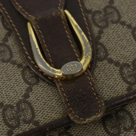 GUCCI GG Supreme Shoulder Bag PVC Beige Gold Auth BA7249