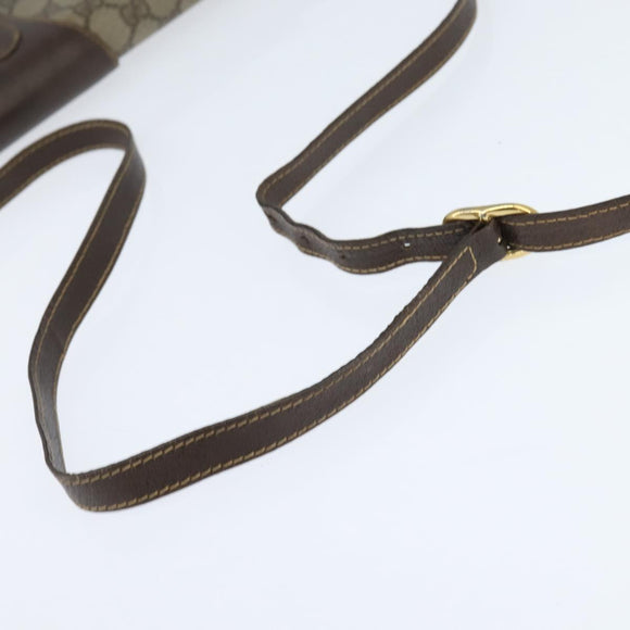 GUCCI GG Supreme Shoulder Bag PVC Beige Gold Auth BA7249