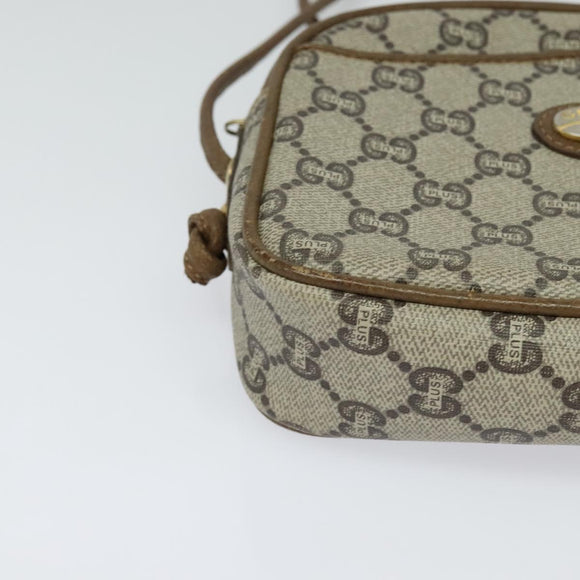 GUCCI GG Plus Supreme Shoulder Bag PVC Beige Auth BA725