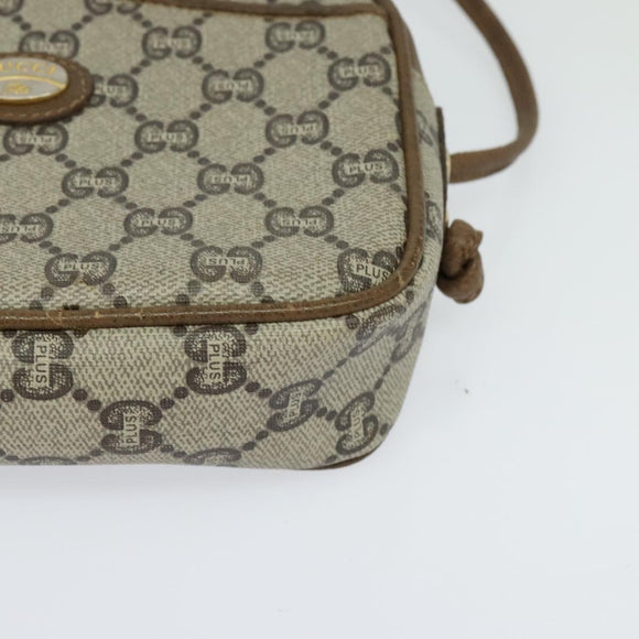 GUCCI GG Plus Supreme Shoulder Bag PVC Beige Auth BA725
