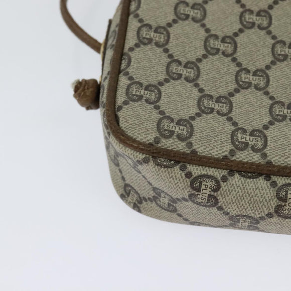 GUCCI GG Plus Supreme Shoulder Bag PVC Beige Auth BA725