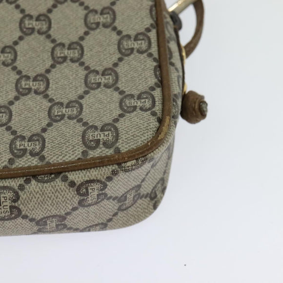 GUCCI GG Plus Supreme Shoulder Bag PVC Beige Auth BA725