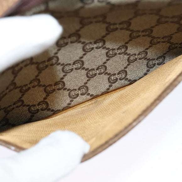 GUCCI GG Plus Supreme Shoulder Bag PVC Beige Auth BA725