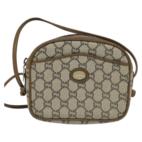 GUCCI GG Plus Supreme Shoulder Bag PVC Beige Auth BA725