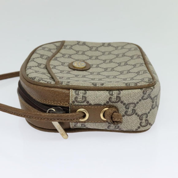GUCCI GG Plus Supreme Shoulder Bag PVC Beige Auth BA725