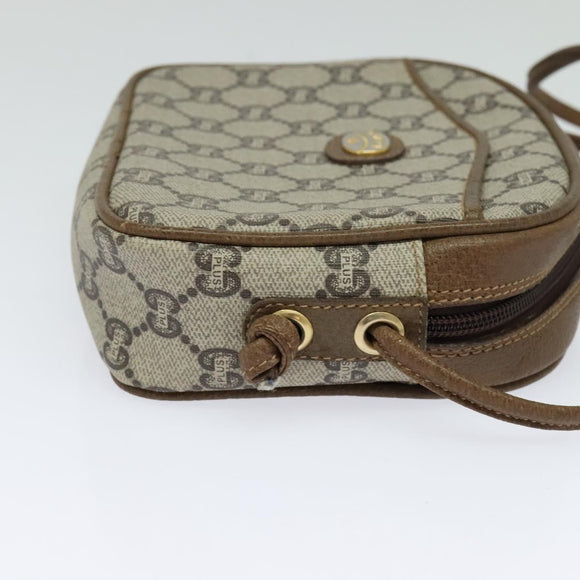 GUCCI GG Plus Supreme Shoulder Bag PVC Beige Auth BA725