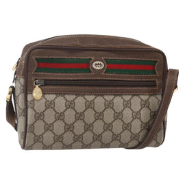 GUCCI GG Supreme Web Sherry Line Bag PVC Beige Gold 56 02 087 Auth BA7251