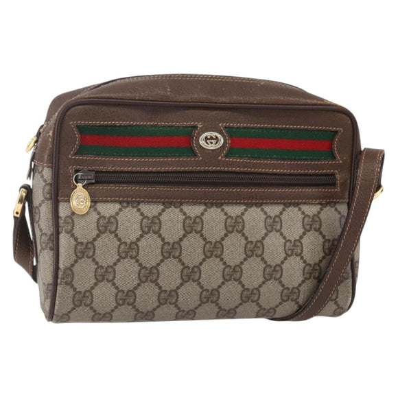 GUCCI GG Supreme Web Sherry Line Bag PVC Beige Gold 56 02 087 Auth BA7251