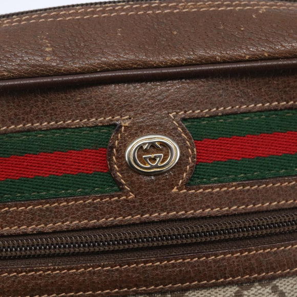 GUCCI GG Supreme Web Sherry Line Bag PVC Beige Gold 56 02 087 Auth BA7251