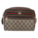 GUCCI GG Supreme Web Sherry Line Bag PVC Beige Gold 56 02 087 Auth BA7251-13