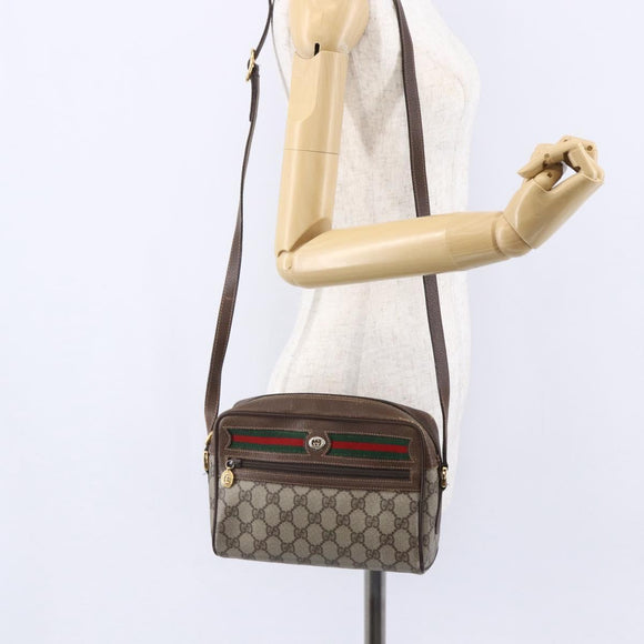 GUCCI GG Supreme Web Sherry Line Bag PVC Beige Gold 56 02 087 Auth BA7251