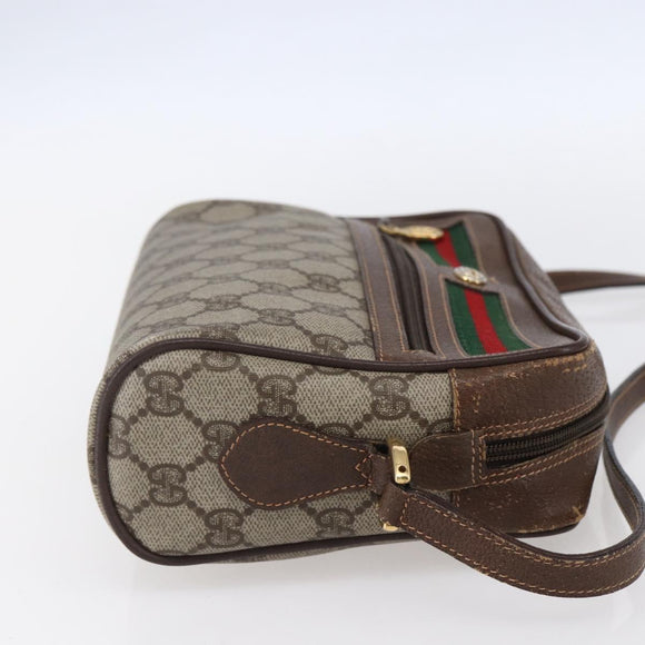 GUCCI GG Supreme Web Sherry Line Bag PVC Beige Gold 56 02 087 Auth BA7251