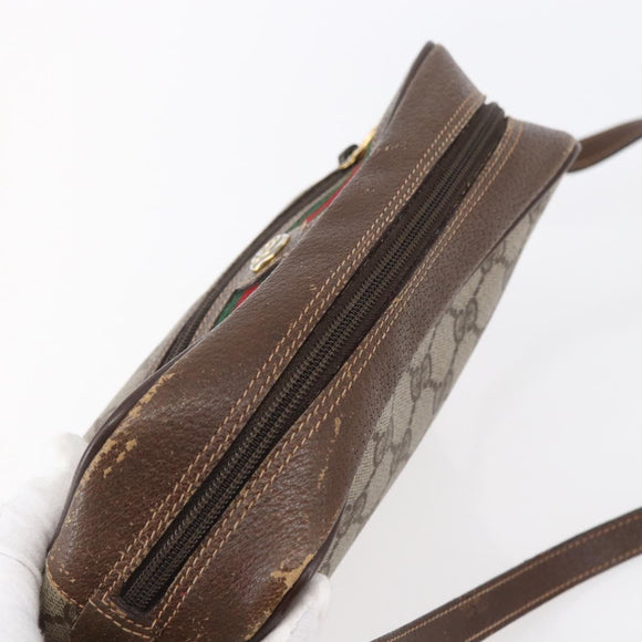 GUCCI GG Supreme Web Sherry Line Bag PVC Beige Gold 56 02 087 Auth BA7251