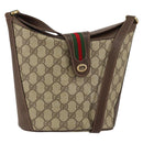 GUCCI GG Supreme Web Sherry Line Bag PVC Leather Beige 40 02 081 Auth BA7253-1
