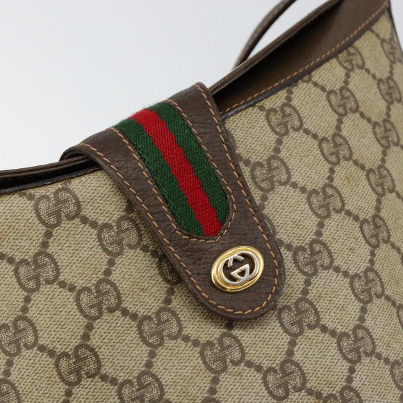 GUCCI GG Supreme Web Sherry Line Bag PVC Leather Beige 40 02 081 Auth BA7253