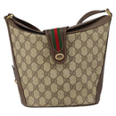 GUCCI GG Supreme Web Sherry Line Bag PVC Leather Beige 40 02 081 Auth BA7253-13
