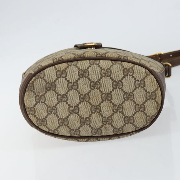 GUCCI GG Supreme Web Sherry Line Bag PVC Leather Beige 40 02 081 Auth BA7253