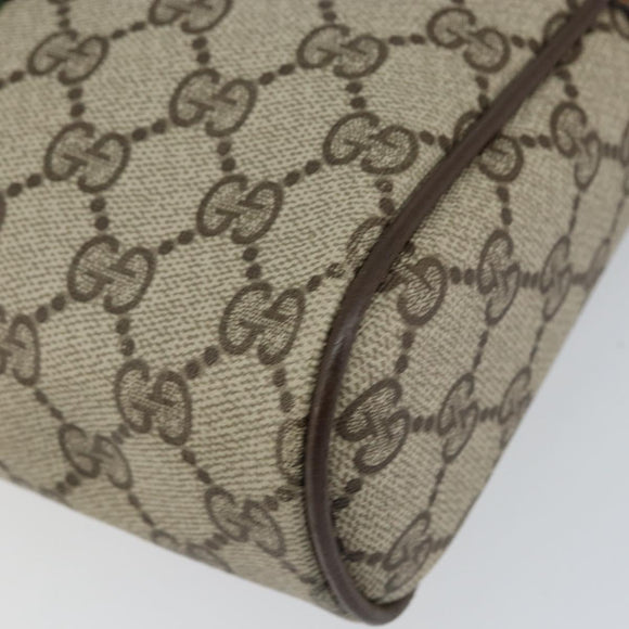 GUCCI GG Supreme Web Sherry Line Clutch Bag PVC Beige Auth BA7254