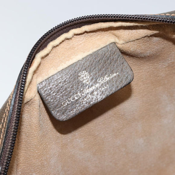 GUCCI GG Supreme Web Sherry Line Clutch Bag PVC Beige Auth BA7254