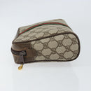 GUCCI GG Supreme Web Sherry Line Clutch Bag PVC Beige Auth BA7254-4