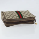 GUCCI GG Supreme Web Sherry Line Clutch Bag PVC Beige Auth BA7254-5
