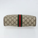 GUCCI GG Supreme Web Sherry Line Clutch Bag PVC Beige Auth BA7254-6