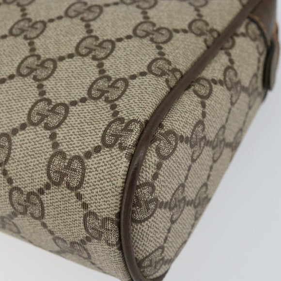 GUCCI GG Supreme Web Sherry Line Clutch Bag PVC Beige Auth BA7254