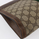 GUCCI GG Supreme Web Sherry Line Clutch Bag PVC Beige Red 89 01 002 Auth BA7255-16