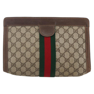 GUCCI GG Supreme Web Sherry Line Clutch Bag PVC Beige Red 89 01 002 Auth BA7255 - 0