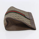 GUCCI GG Supreme Web Sherry Line Clutch Bag PVC Beige Red 89 01 002 Auth BA7255-4