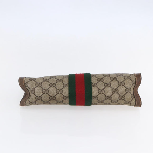 GUCCI GG Supreme Web Sherry Line Clutch Bag PVC Beige Red 89 01 002 Auth BA7255