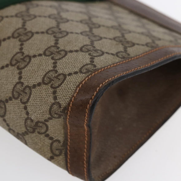 GUCCI GG Supreme Web Sherry Line Clutch Bag PVC Beige Red 89 01 002 Auth BA7255