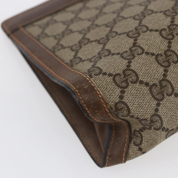 GUCCI GG Supreme Web Sherry Line Clutch Bag PVC Beige Red 89 01 002 Auth BA7255