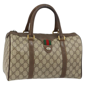 GUCCI GG Supreme Web Sherry Line Boston Bag PVC Beige Gold 39 02 007 Auth BA7256