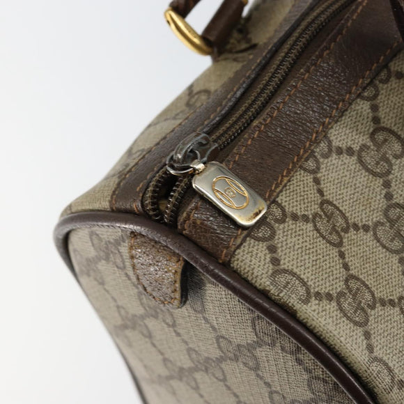 GUCCI GG Supreme Web Sherry Line Boston Bag PVC Beige Gold 39 02 007 Auth BA7256