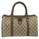GUCCI GG Supreme Web Sherry Line Boston Bag PVC Beige Gold 39 02 007 Auth BA7256-2