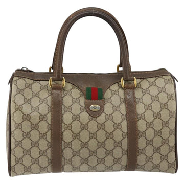 GUCCI GG Supreme Web Sherry Line Boston Bag PVC Beige Gold 39 02 007 Auth BA7256 - 0