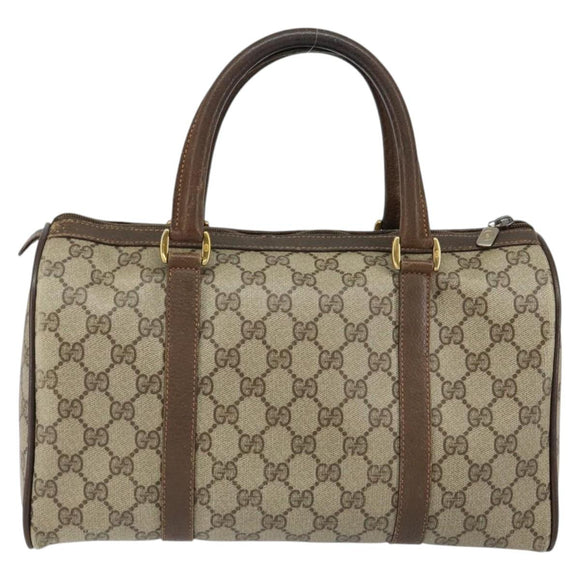 GUCCI GG Supreme Web Sherry Line Boston Bag PVC Beige Gold 39 02 007 Auth BA7256