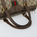 GUCCI GG Supreme Web Sherry Line Boston Bag PVC Beige Gold 39 02 007 Auth BA7256-7