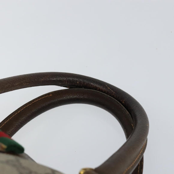 GUCCI GG Supreme Web Sherry Line Boston Bag PVC Beige Gold 39 02 007 Auth BA7256